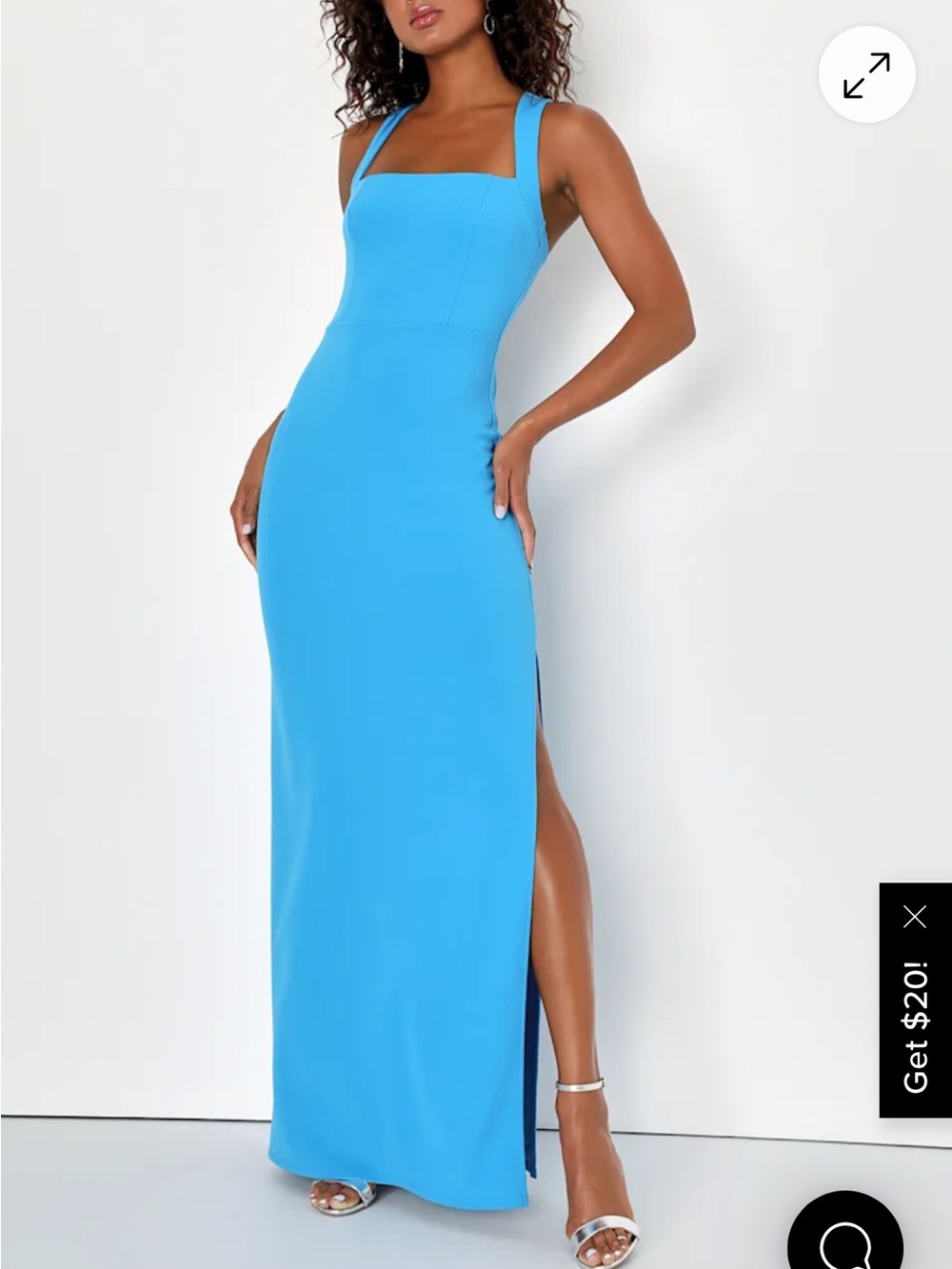 Lulus Glamorous Dedication Blue Sleeveless Column Maxi Dress size XL